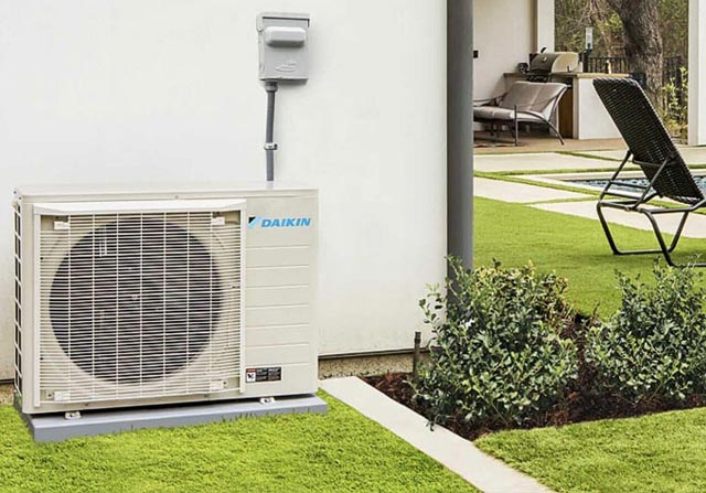 Outdoor Daikin AC unit at a home